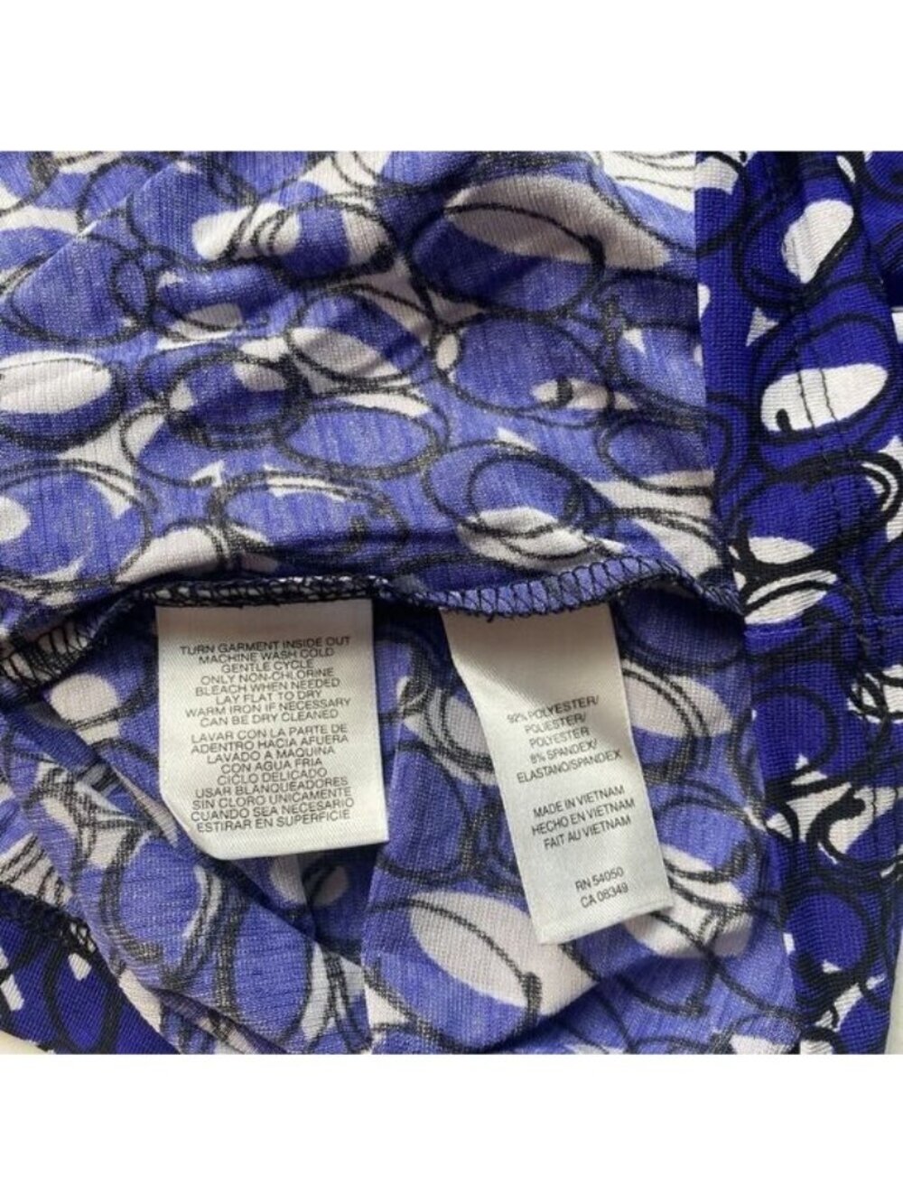 Anne Klein Women’s Blouse Top Short Sleeve V Neck Blue White Size M Pre Owned - Picture 7 of 11